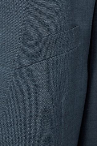 Blue Wool Sharkskin Regular Fit Suit: Jacket